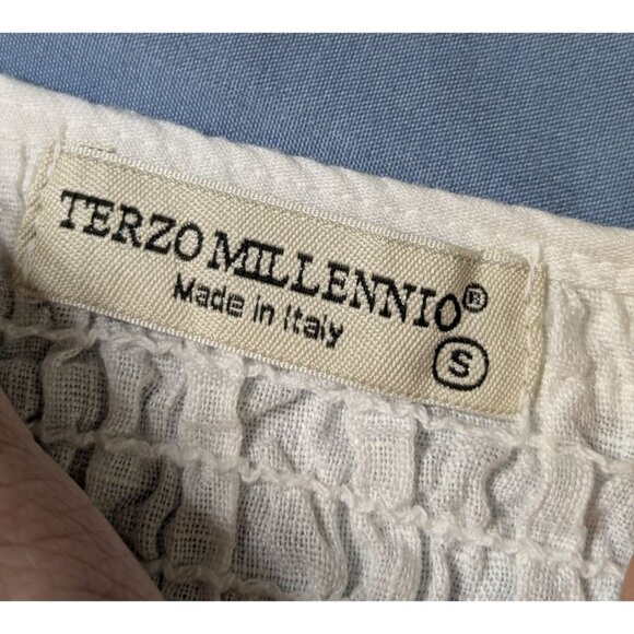 Terzo Millennio Womens White 100% Linen Tunic Top Made In Italy Small - Picture 5 of 9